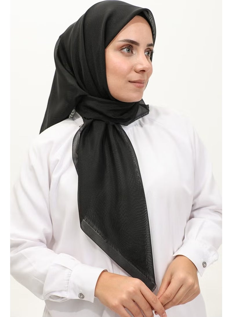 Sefa Merve Plain Scarf 1266-18 Black - Image 2